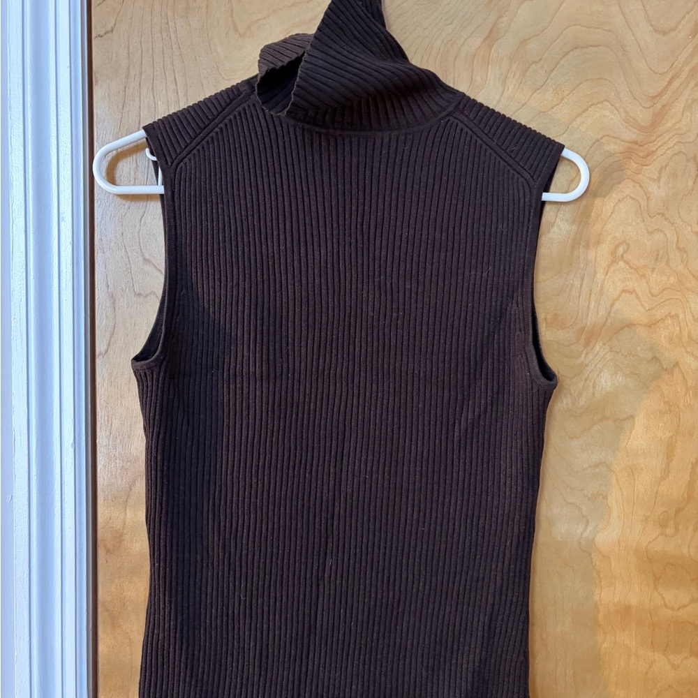 Chico's Sleeveless Ribbed Turtleneck - Dark Brown